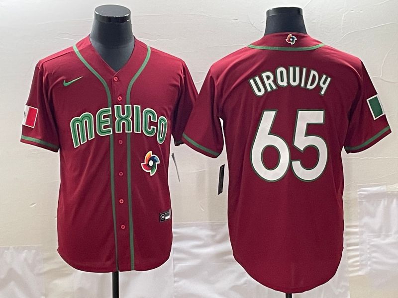 Men 2023 World Cub Mexico #65 Urquidu Red Nike MLB Jersey9